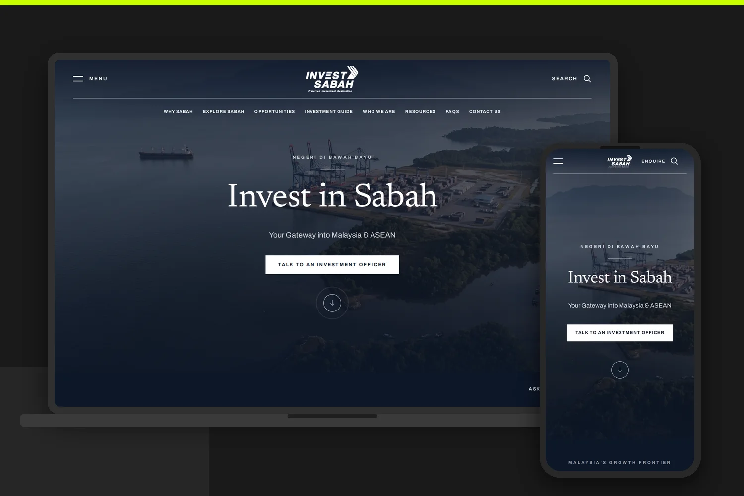 Invest Sabah website by Bingo Web Design