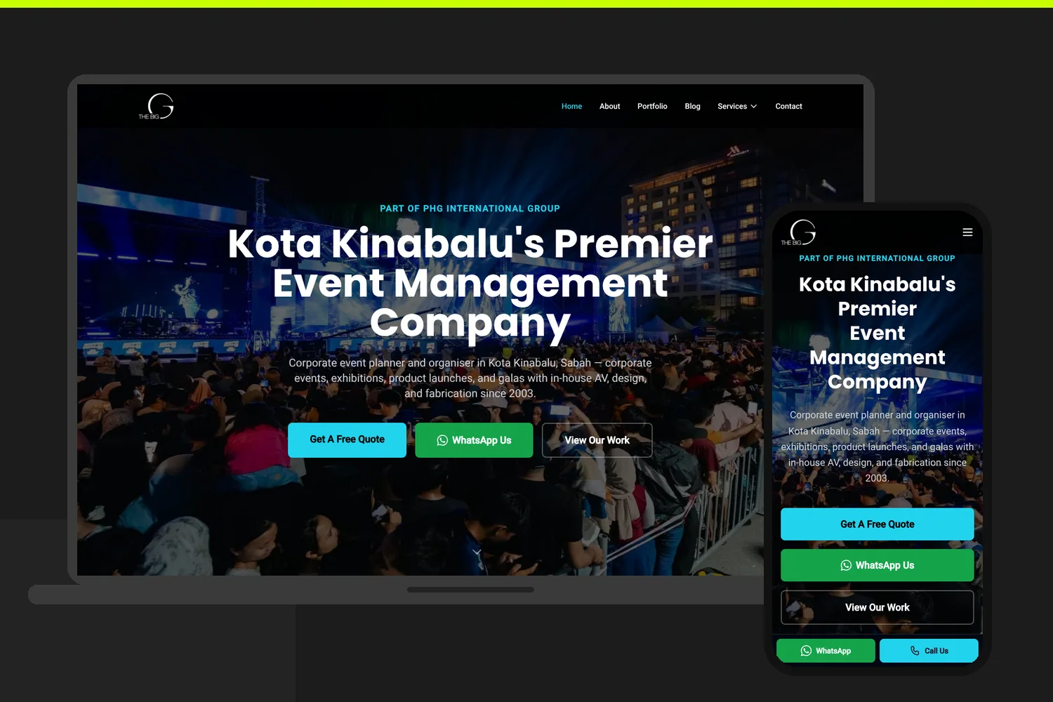 The Big G website by Bingo Web Design