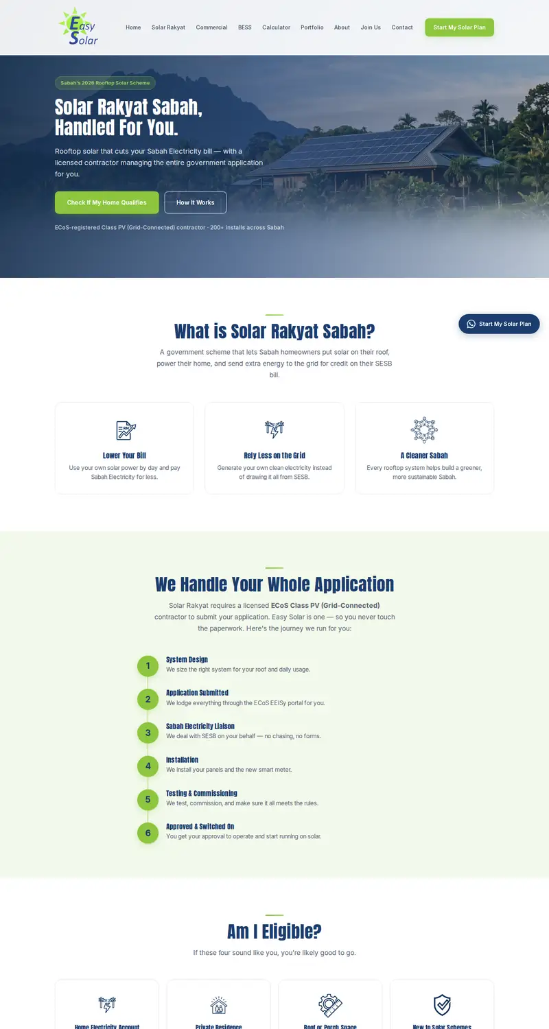 Easy Solar website: Solar Rakyat page