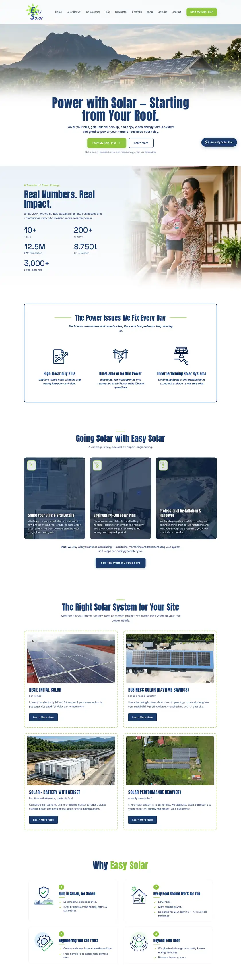 Easy Solar website on a desktop screen