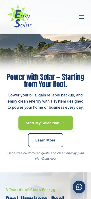 Easy Solar website on a phone