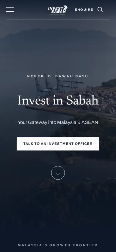 Invest Sabah website on a phone