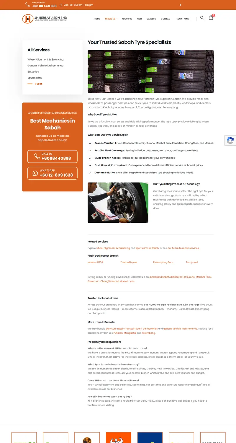 JH Bersatu website: Tyres page