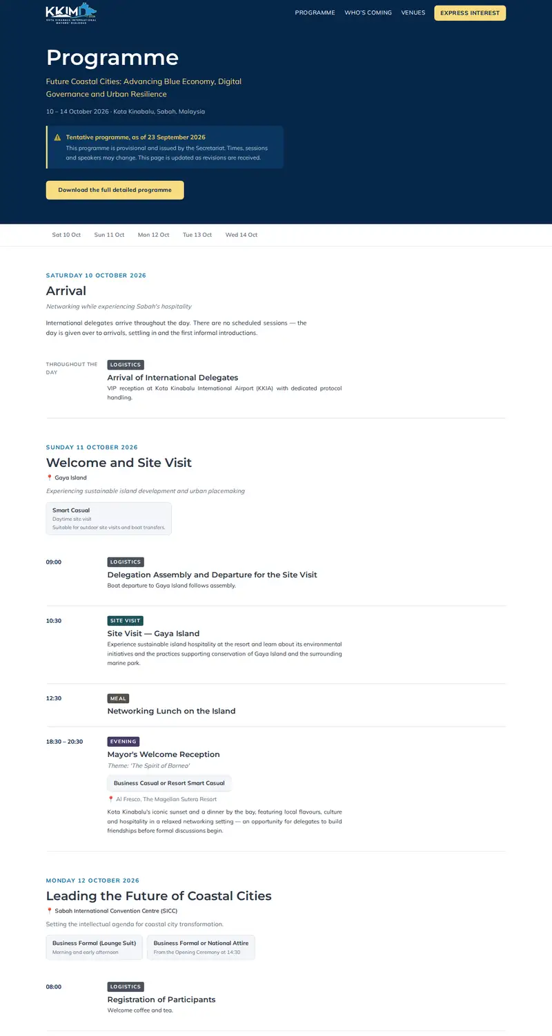 KKIMD 2026 website: Programme page