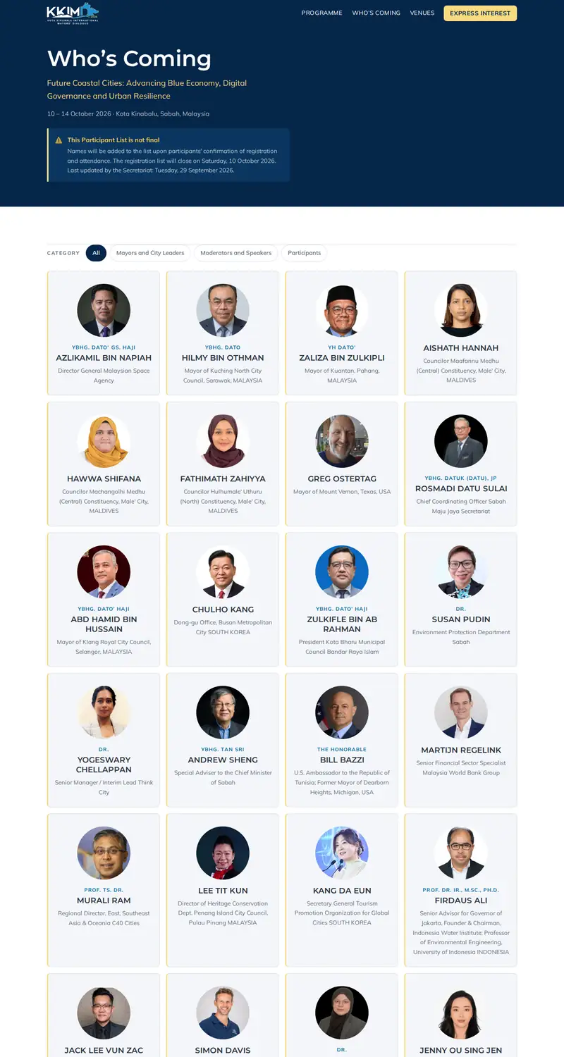 KKIMD 2026 website: Who’s Coming page