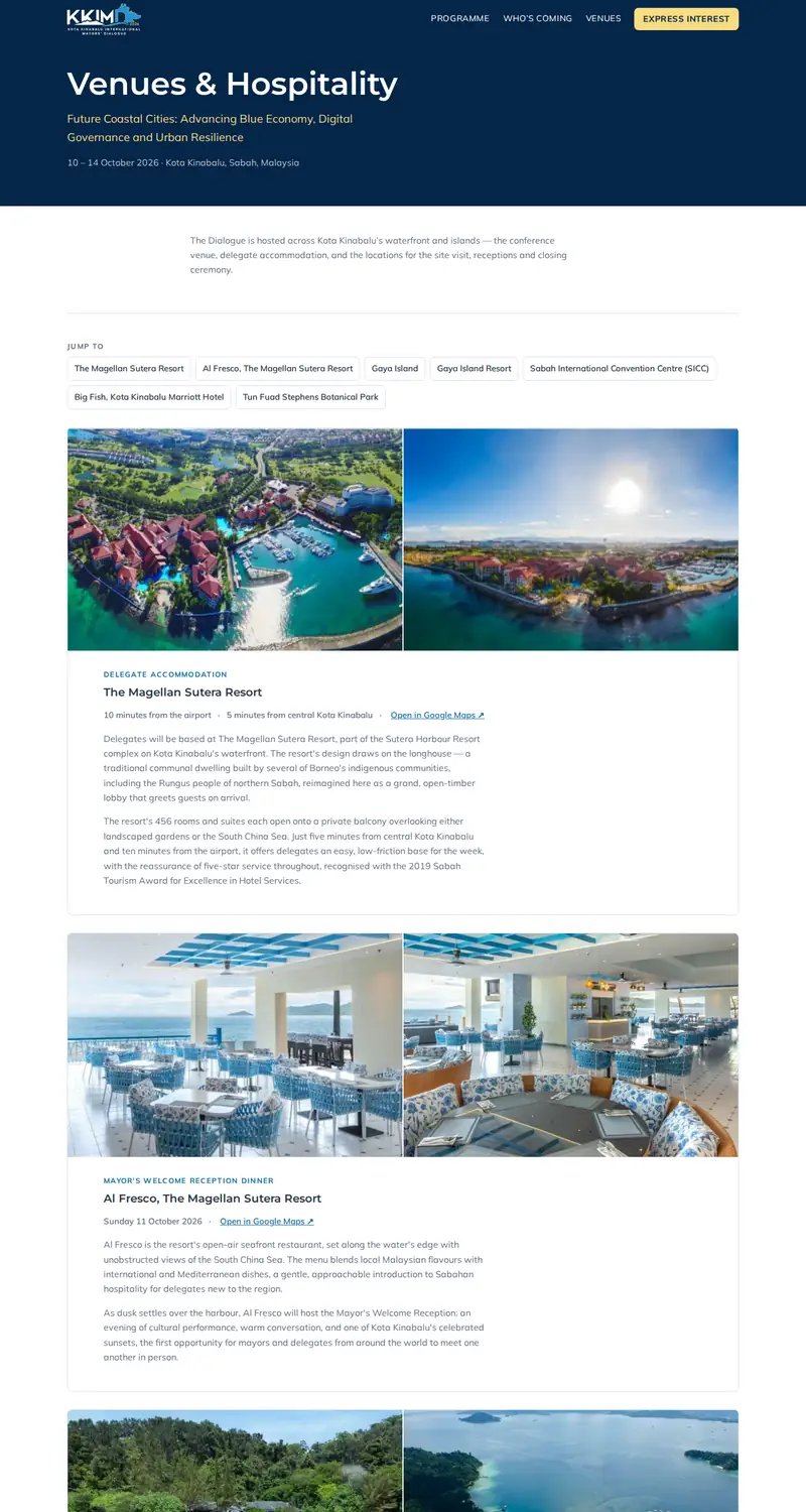 KKIMD 2026 website: Venues page