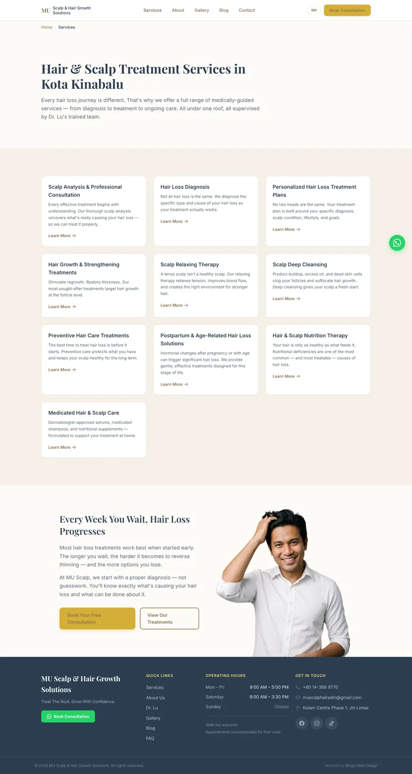 MU Scalp & Hair Growth website on a desktop screen