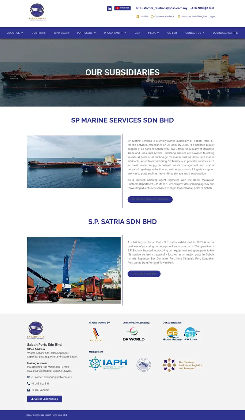 Sabah Ports website: Subsidiaries page
