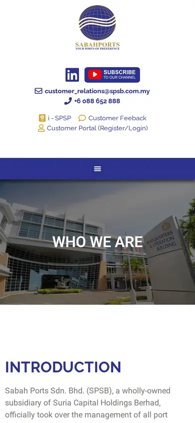 Sabah Ports website on a phone