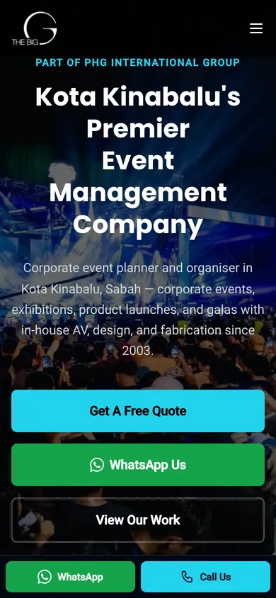 The Big G website on a phone