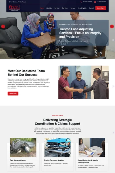 Borneo Adjuster website by Bingo Digital
