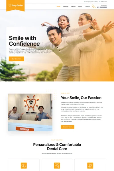 Easy Smile website by Bingo Digital