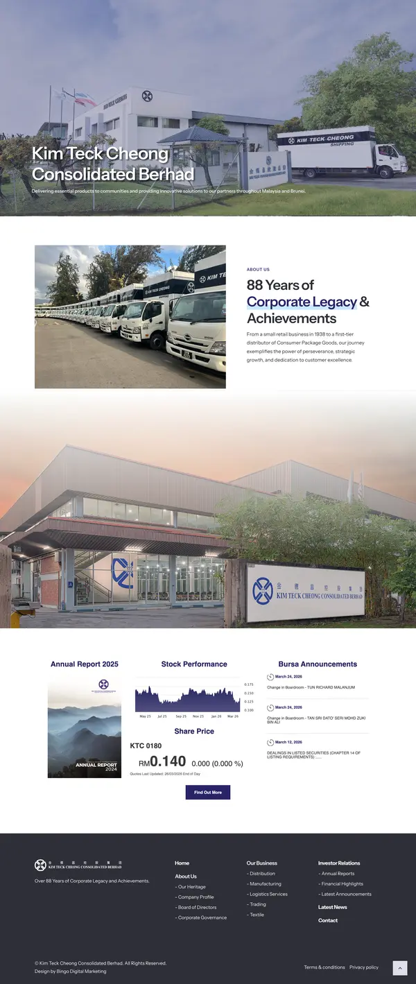 Kim Teck Cheong website by Bingo Digital