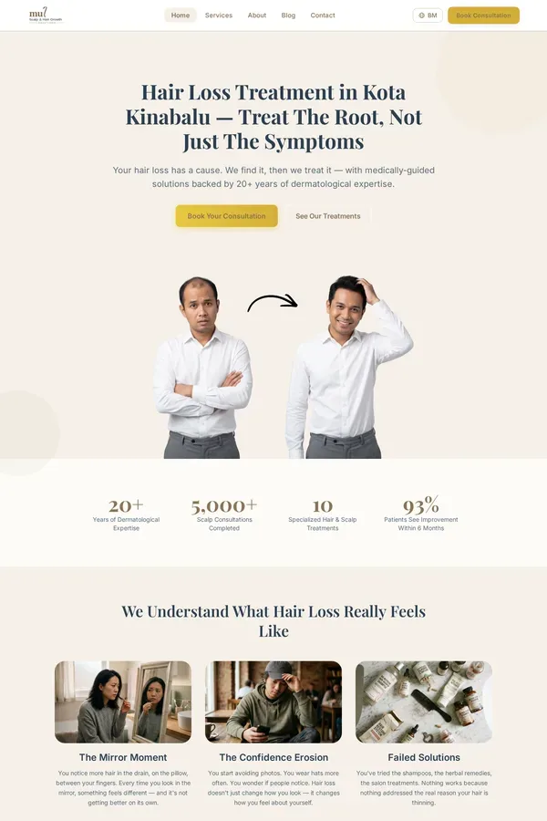 MU Scalp website by Bingo Digital