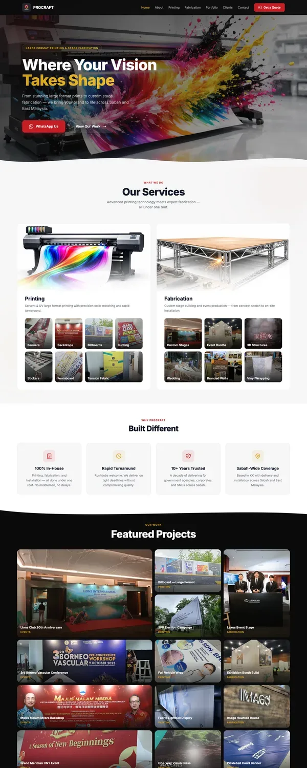 Procraft website by Bingo Digital