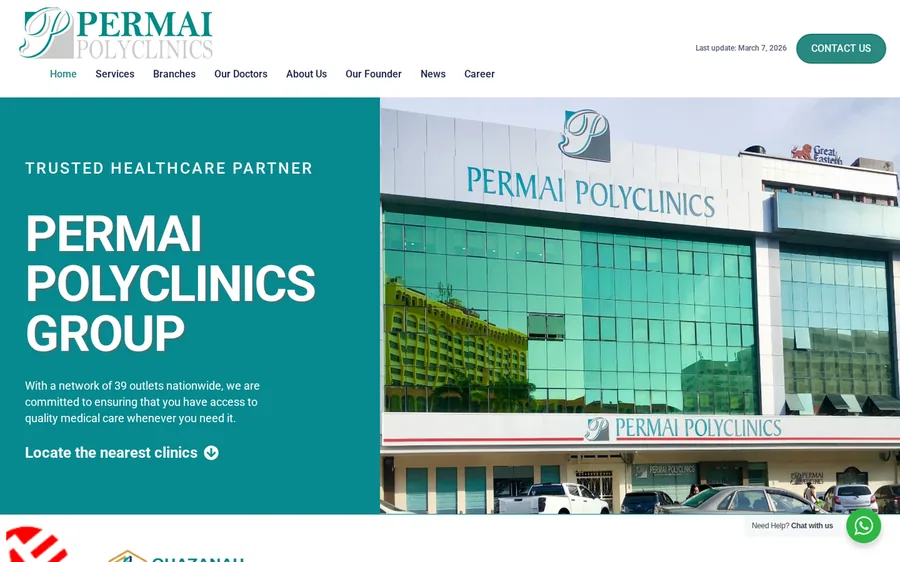Permai Polyclinics website by Bingo Web Design
