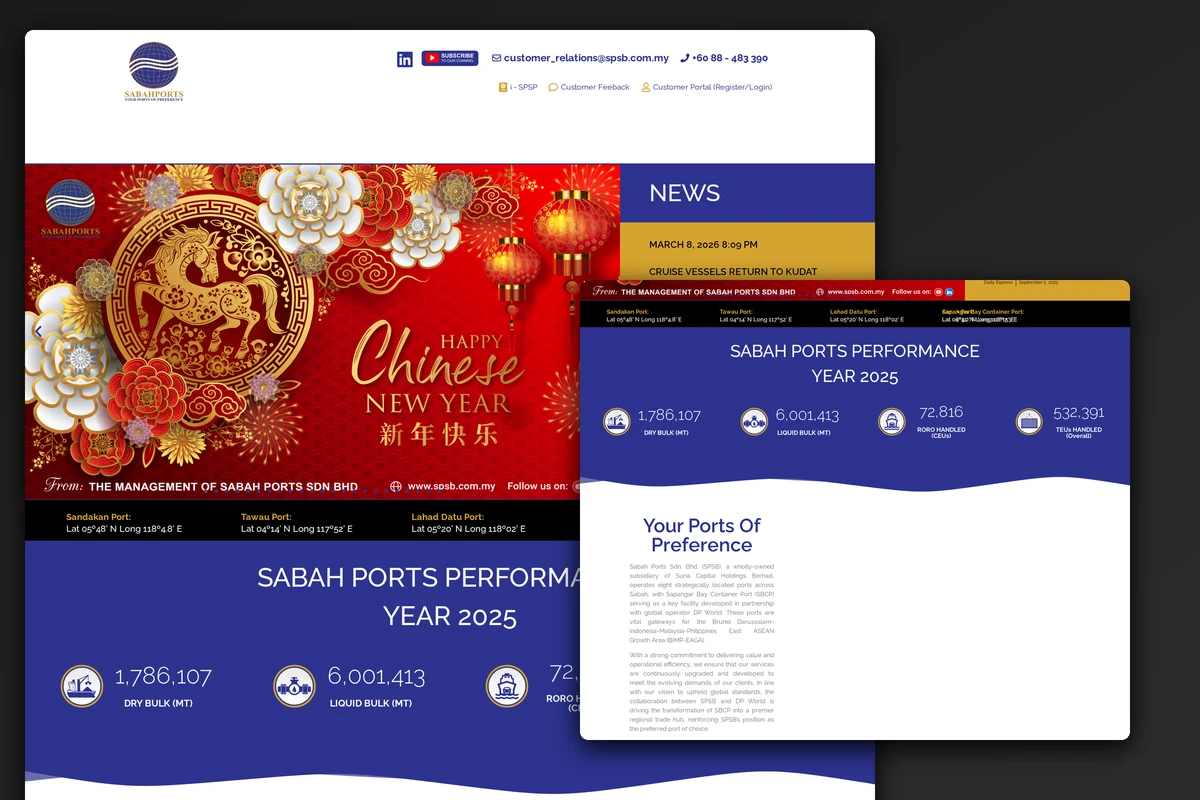 Sabah Ports Sdn Bhd website by Bingo Web Design