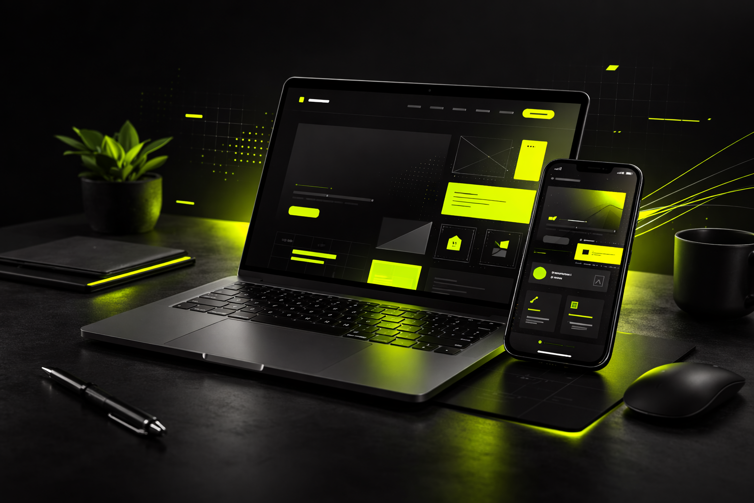 Modern website design on laptop and mobile